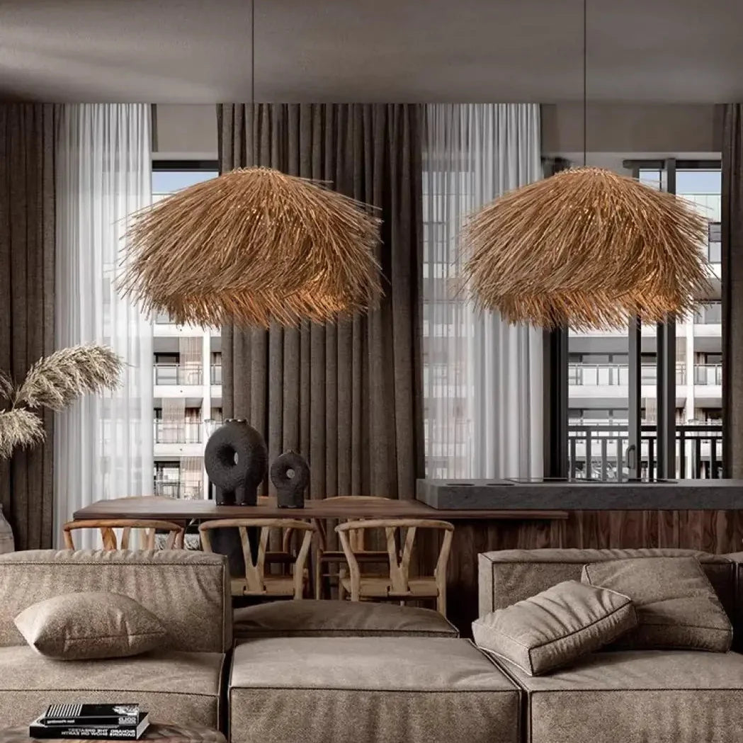 Suspension Luminaire Design en Rotin - Mori