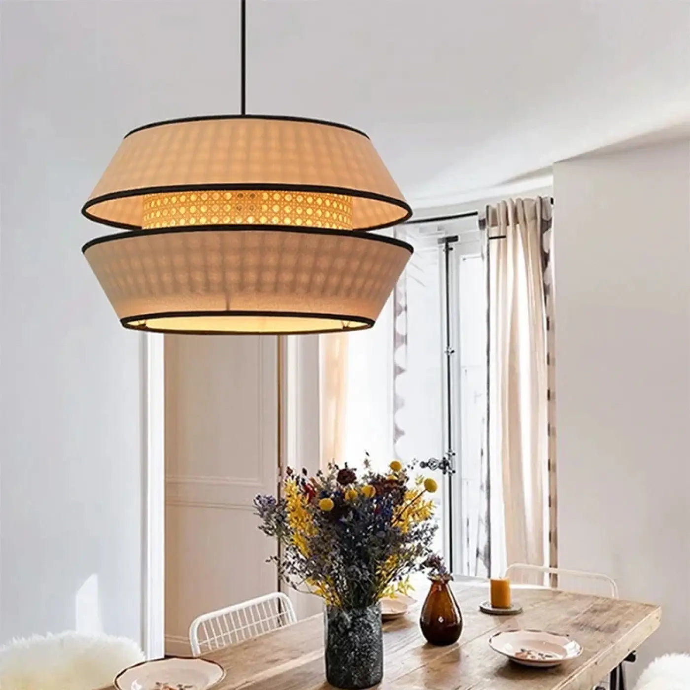 Suspension Luminaire Boheme en Rotin - Ambra
