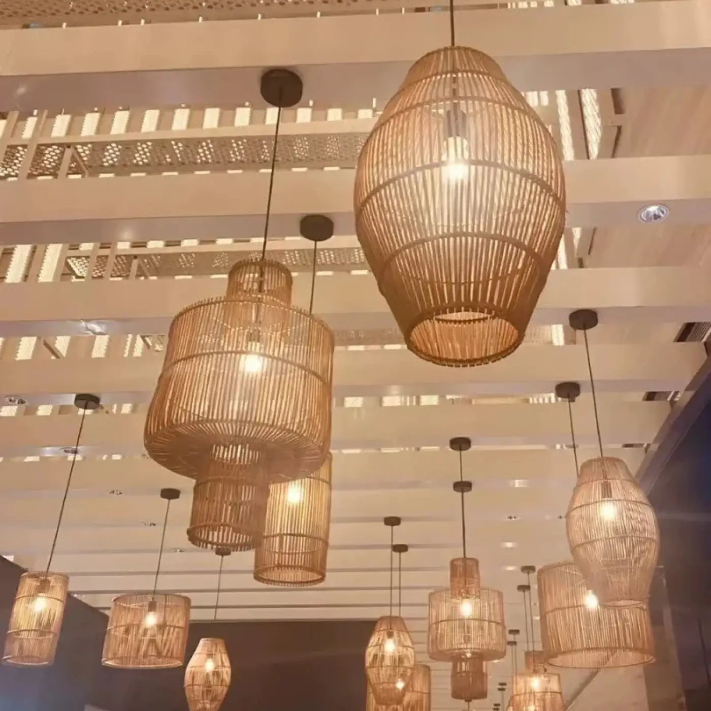 Suspension Luminaire Scandinave en Rotin - Tianah