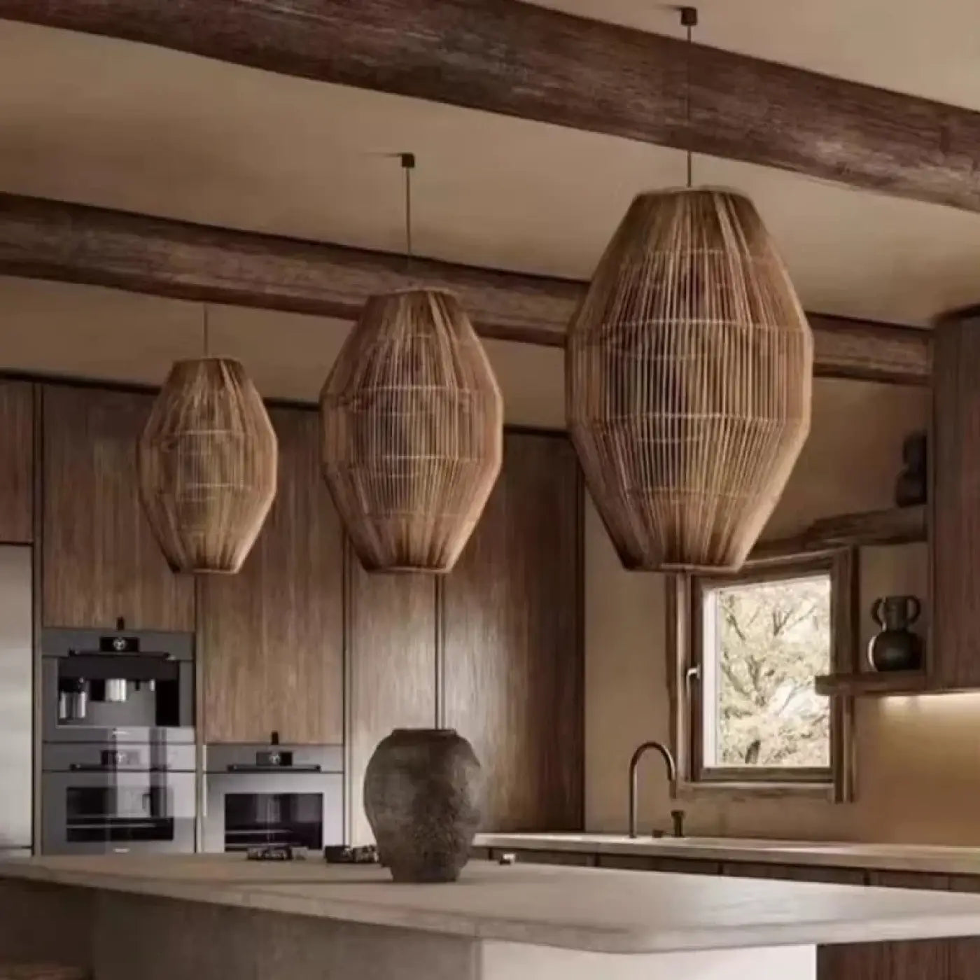 Suspension Luminaire Scandinave en Rotin - Tianah