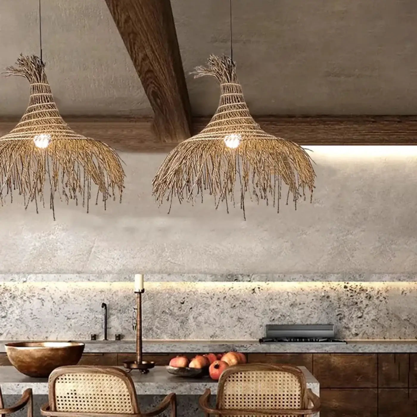 Suspension Luminaire en Rotin - Nani