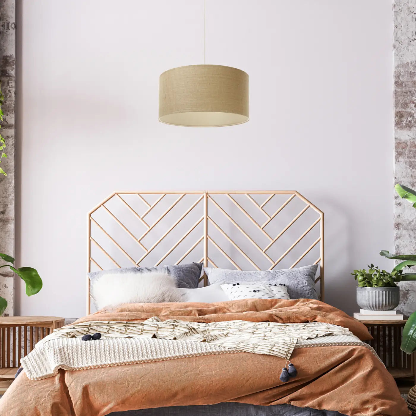 Suspension Luminaire Minimaliste en Tissu - Boho Elegant (Beige/Ecru)