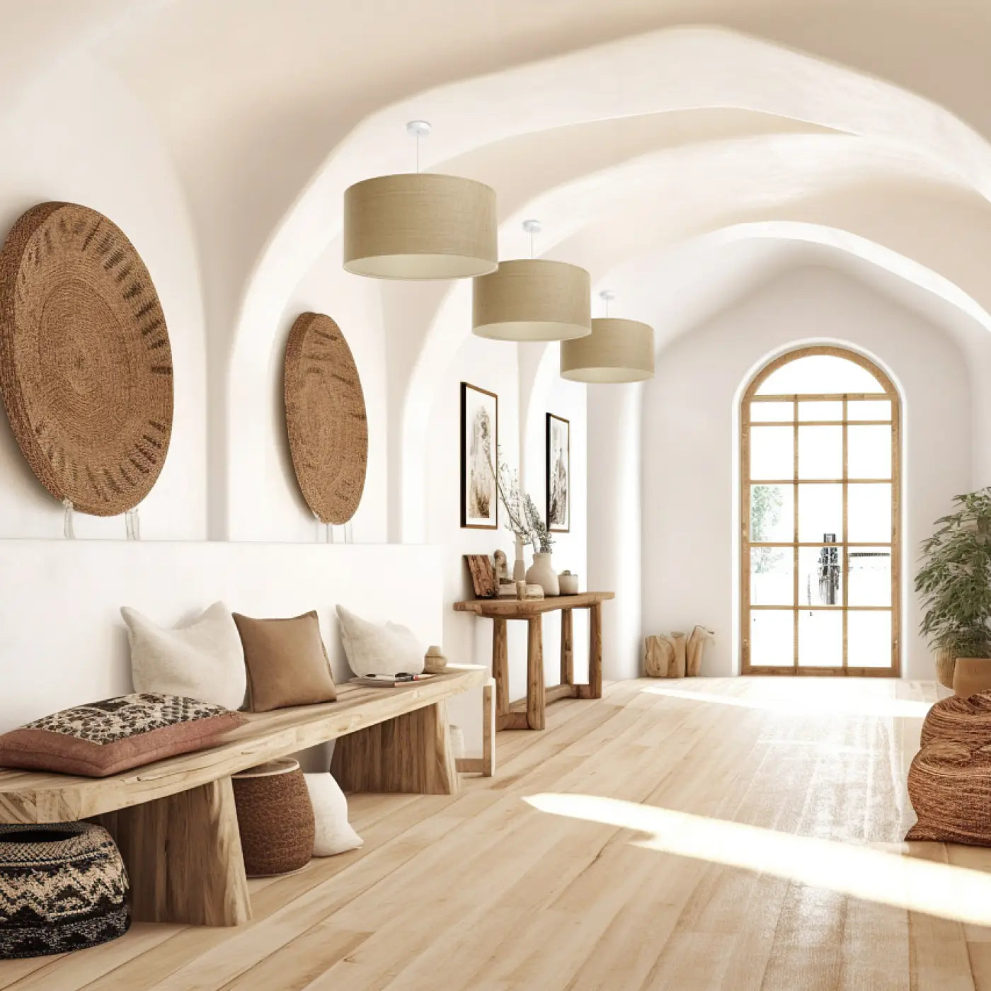 Suspension Luminaire Minimaliste en Tissu - Boho Elegant (Beige/Ecru)