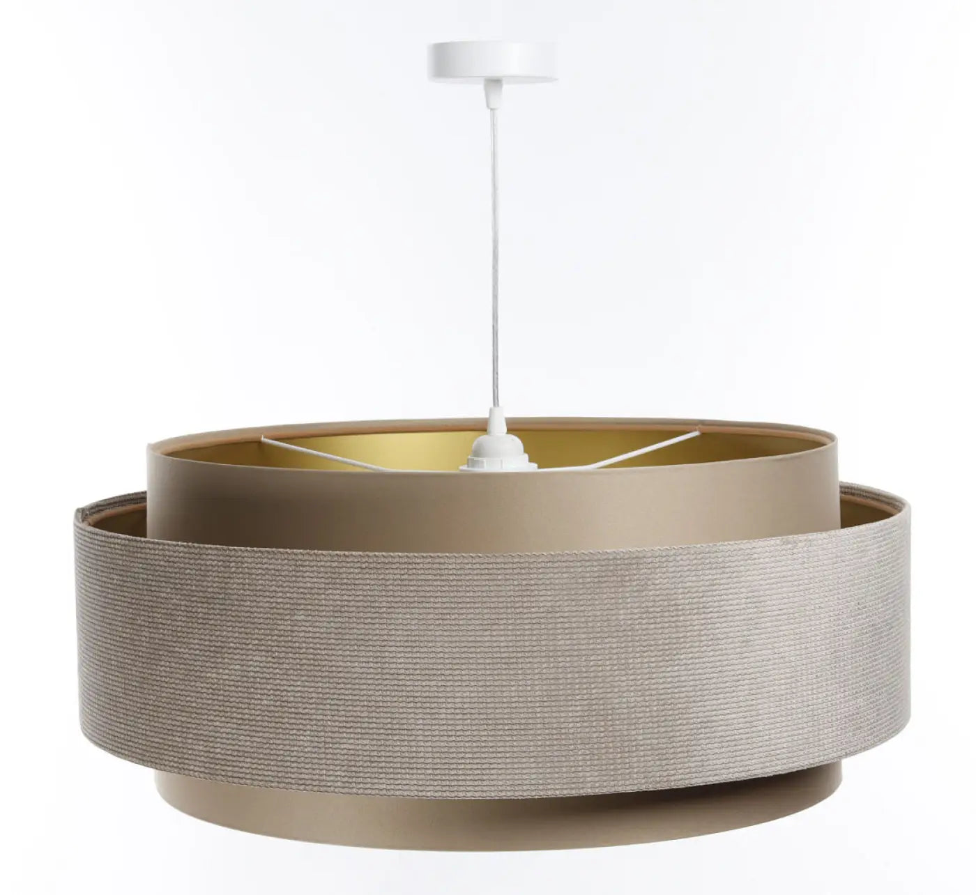 Suspension Luminaire en Tissu - Doblo Classic (Beige/Doré)