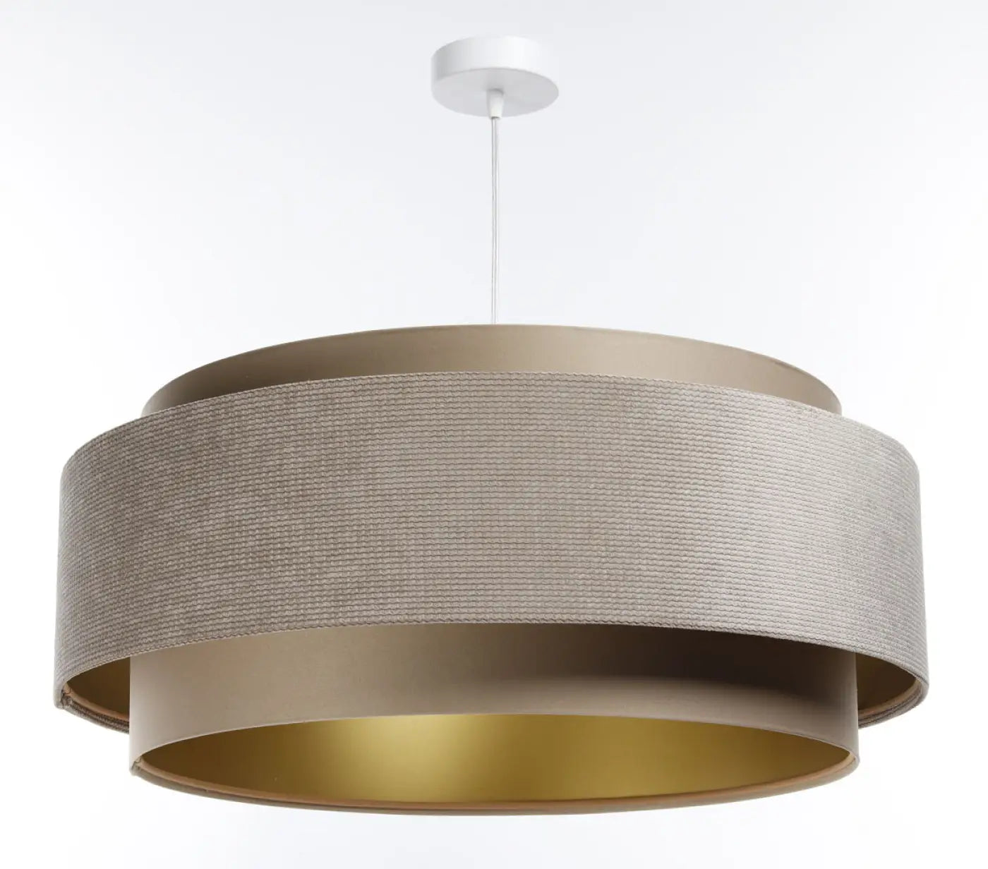 Suspension Luminaire en Tissu - Doblo Classic (Beige/Doré)