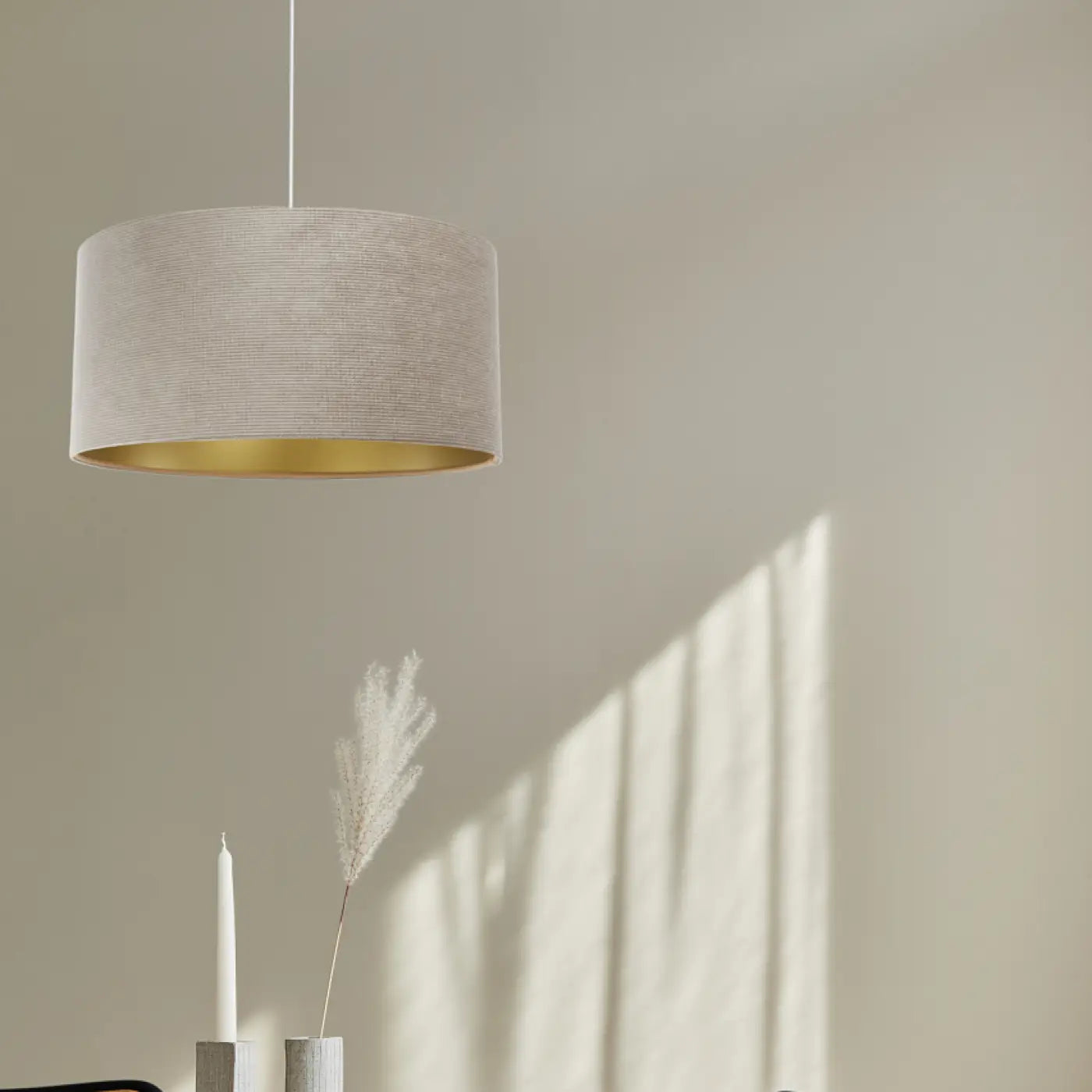 Suspension Luminaire Moderne en Tissu - Glamour Structural Velour (Beige/Doré)