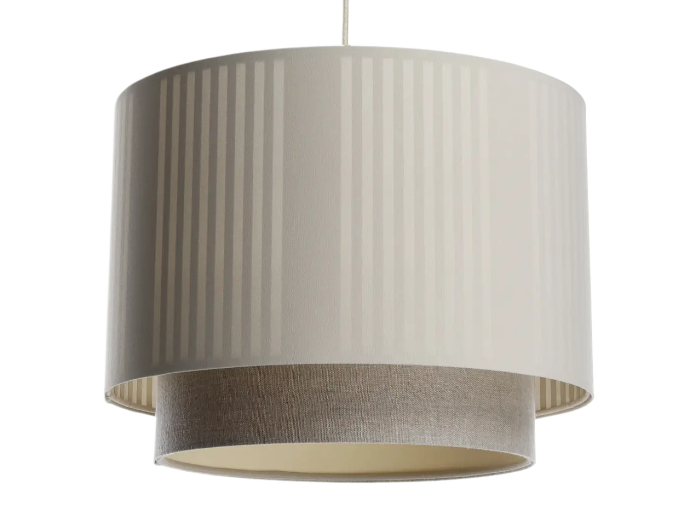 Suspension Luminaire Moderne en Tissu - Duo Lami Line (Beige/Ecru)