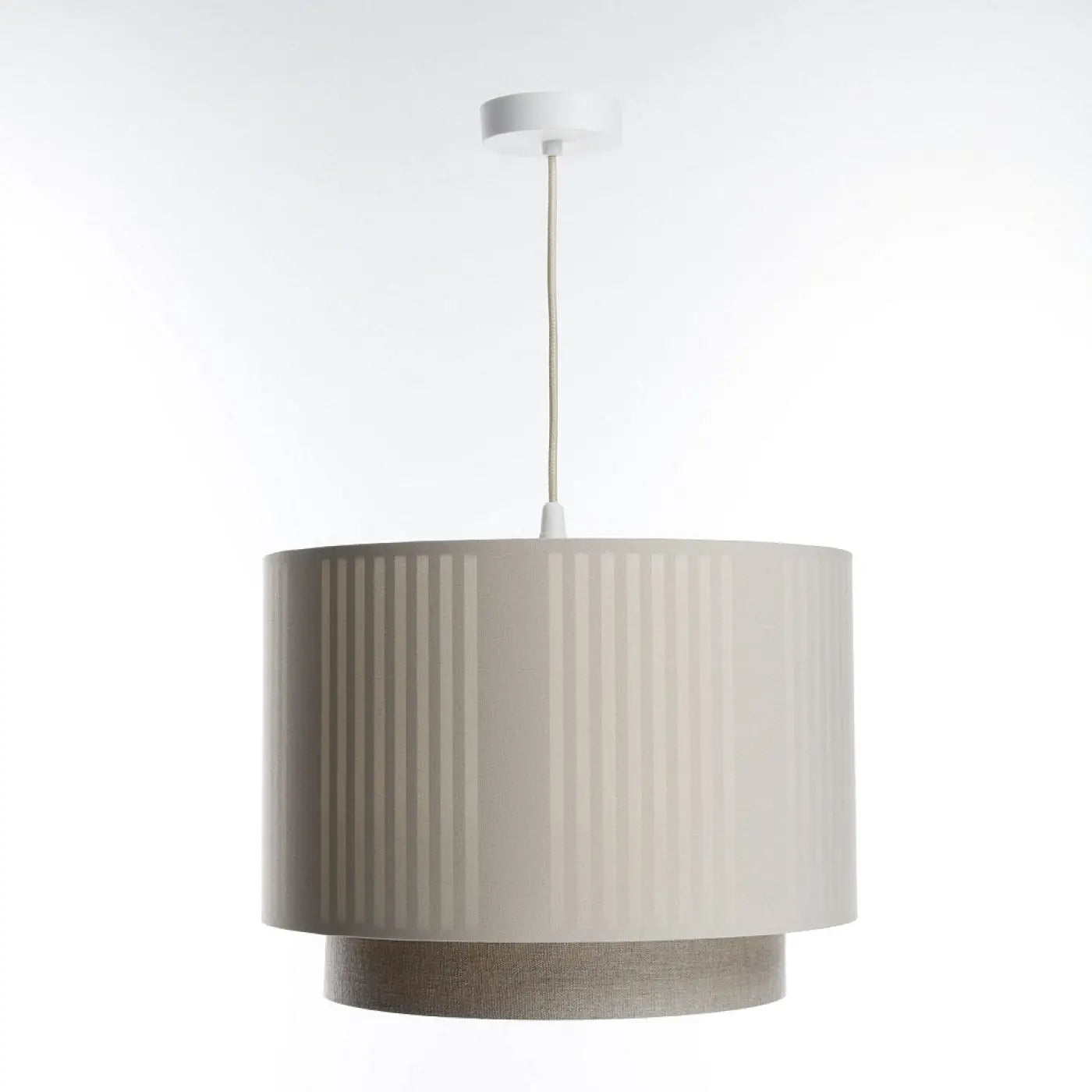 Suspension Luminaire Moderne en Tissu - Duo Lami Line (Beige/Ecru)