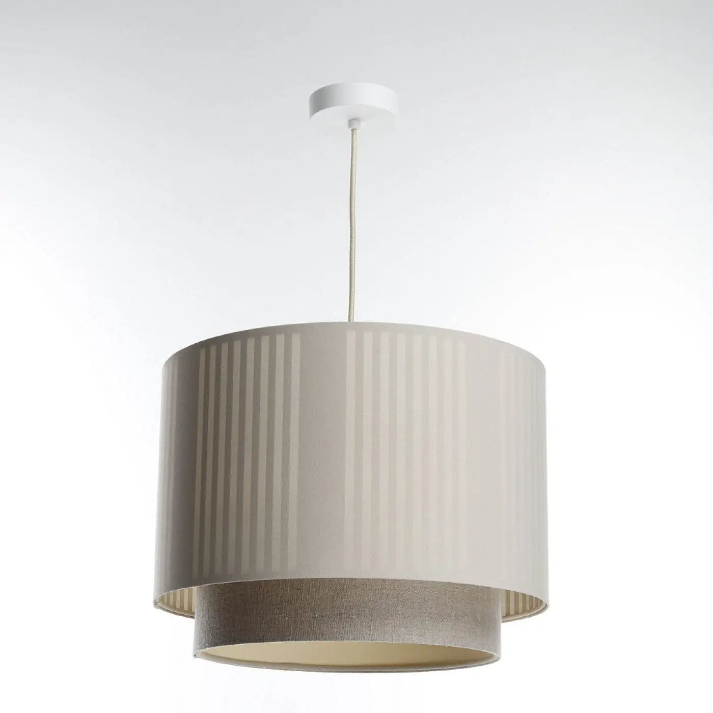 Suspension Luminaire Moderne en Tissu - Duo Lami Line (Beige/Ecru)