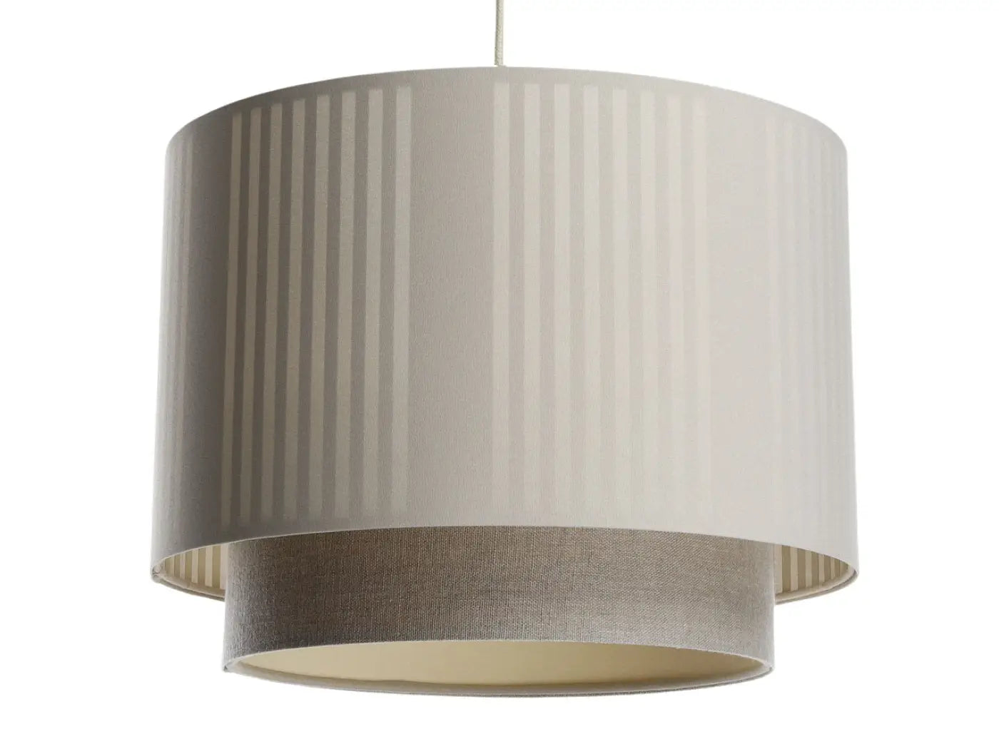 Suspension Luminaire Moderne en Tissu - Duo Lami Line (Beige/Ecru)