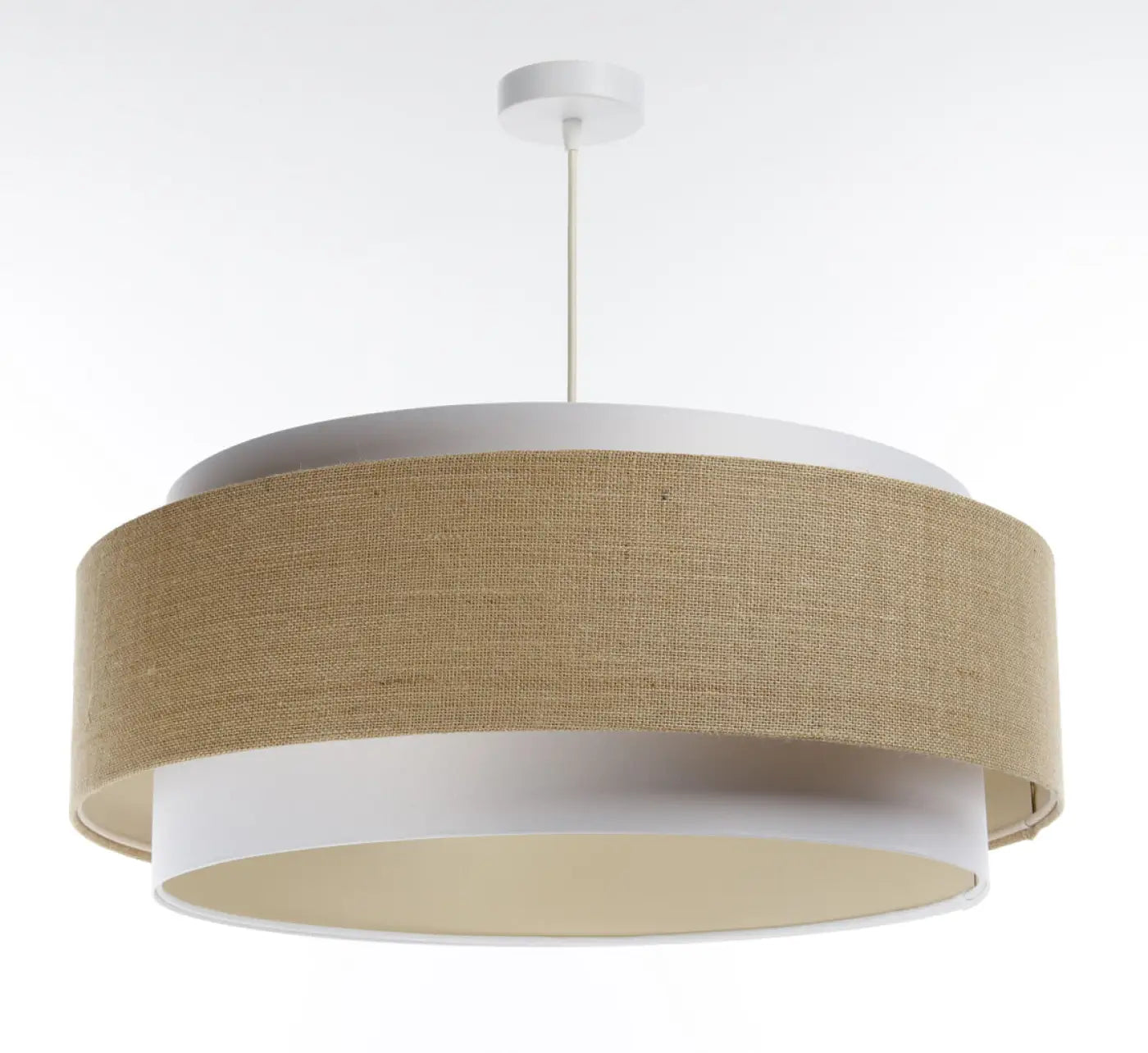 Suspension Luminaire Chic en Tissu - Doblo Classic (Blanc/Beige/Ecru)