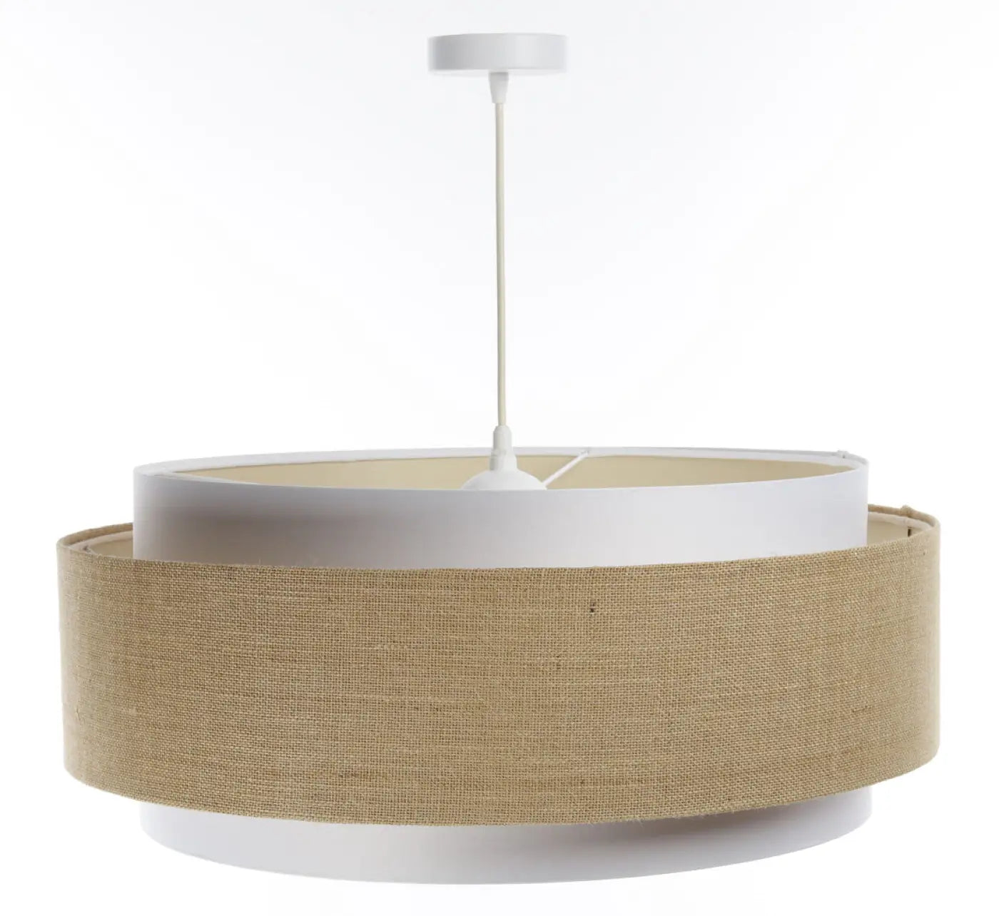 Suspension Luminaire Chic en Tissu - Doblo Classic (Blanc/Beige/Ecru)