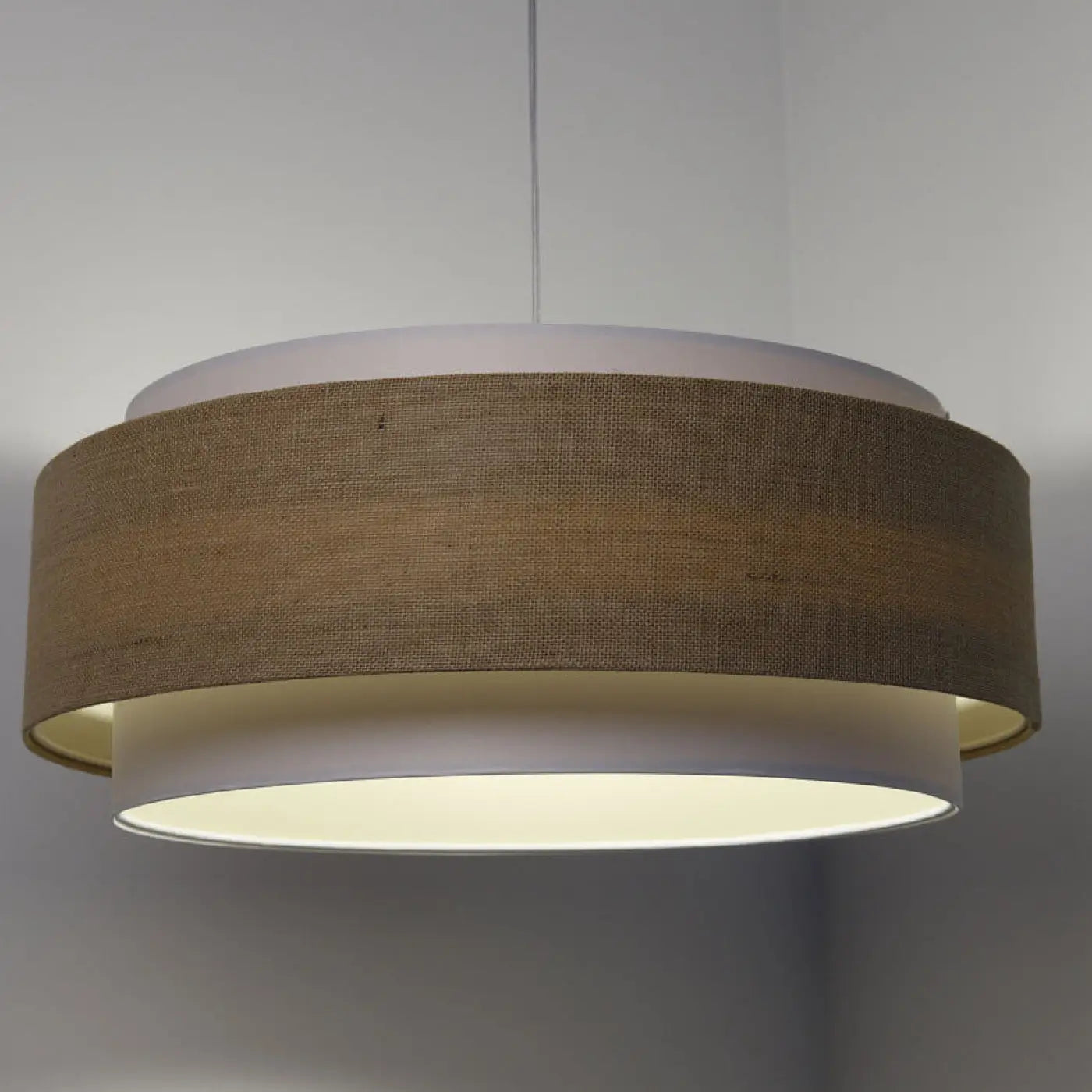 Suspension Luminaire Chic en Tissu - Doblo Classic (Blanc/Beige/Ecru)