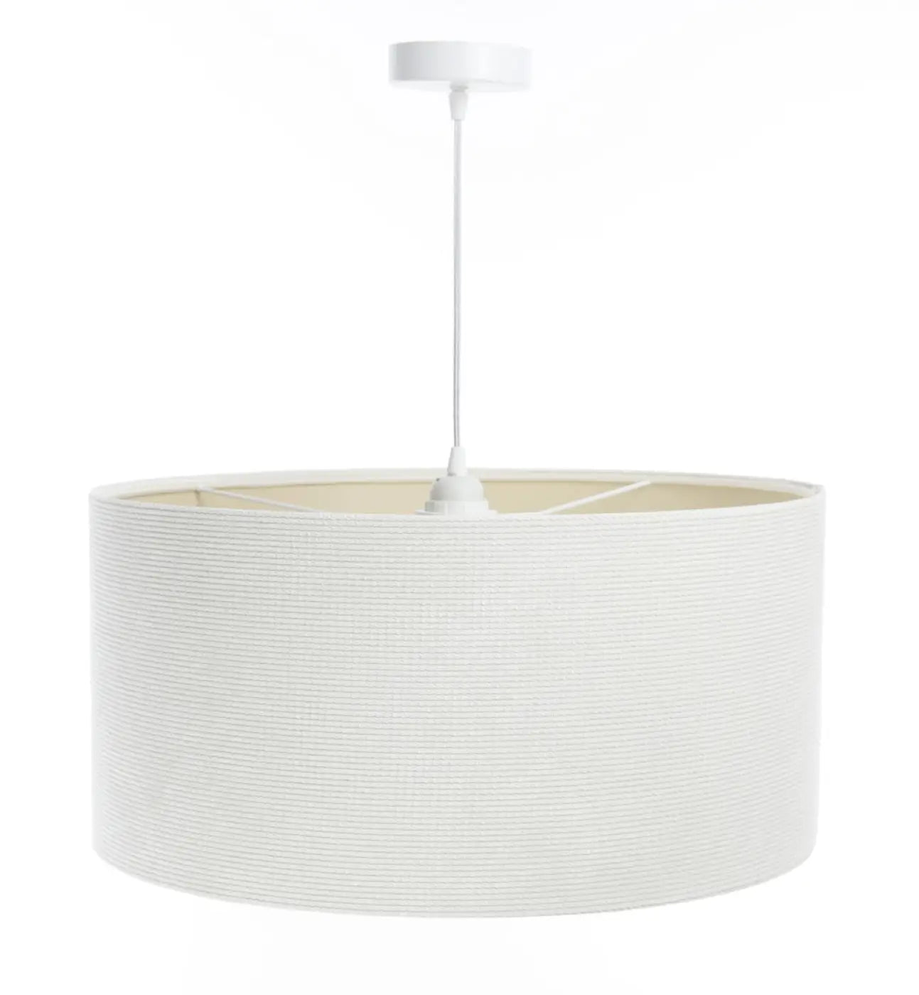 Suspension Luminaire Moderne en Tissu - Glamour Structural Velour (Blanc Crème/Ecru)