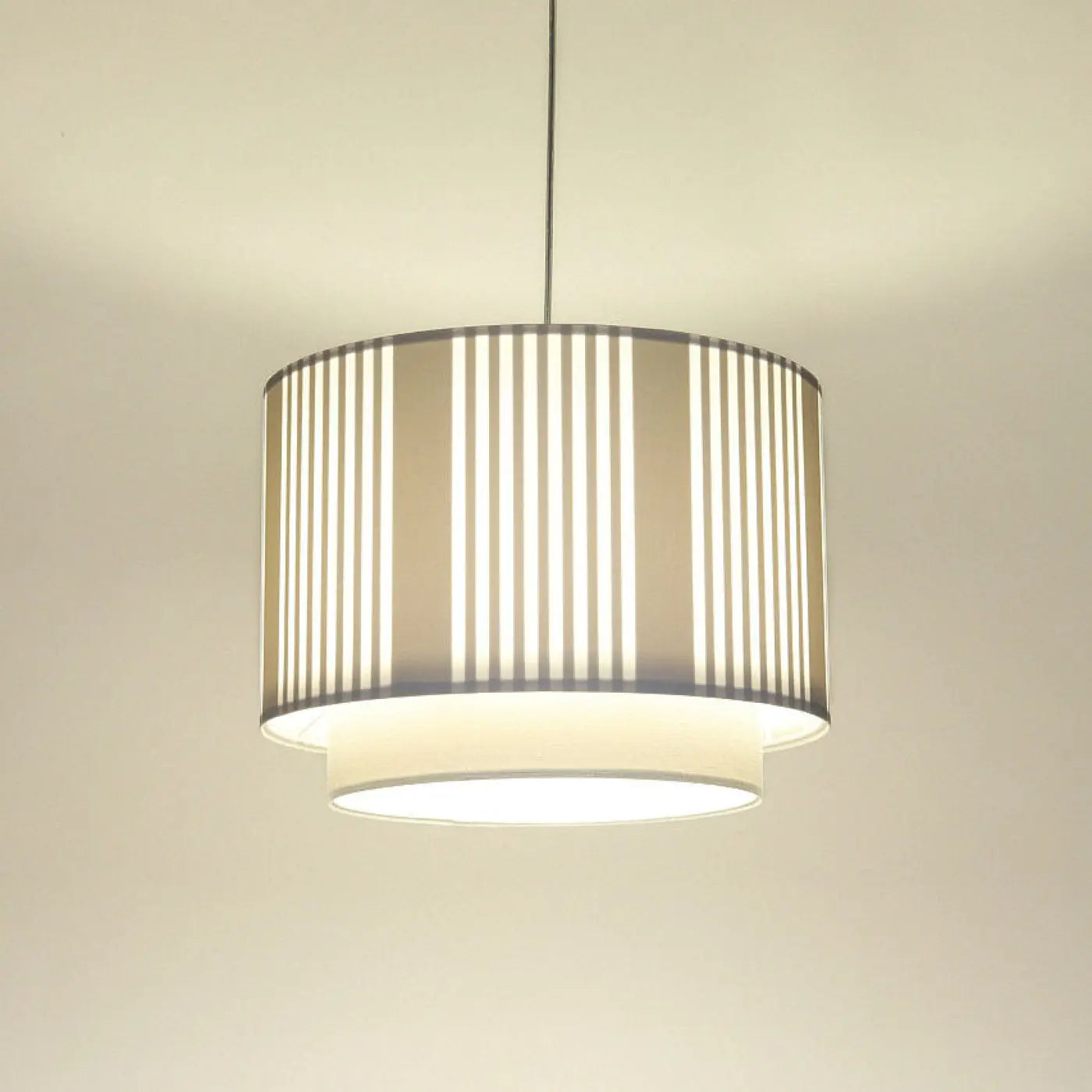 Suspension Luminaire Moderne en Tissu - Duo Lami Line (Blanc/Gris)