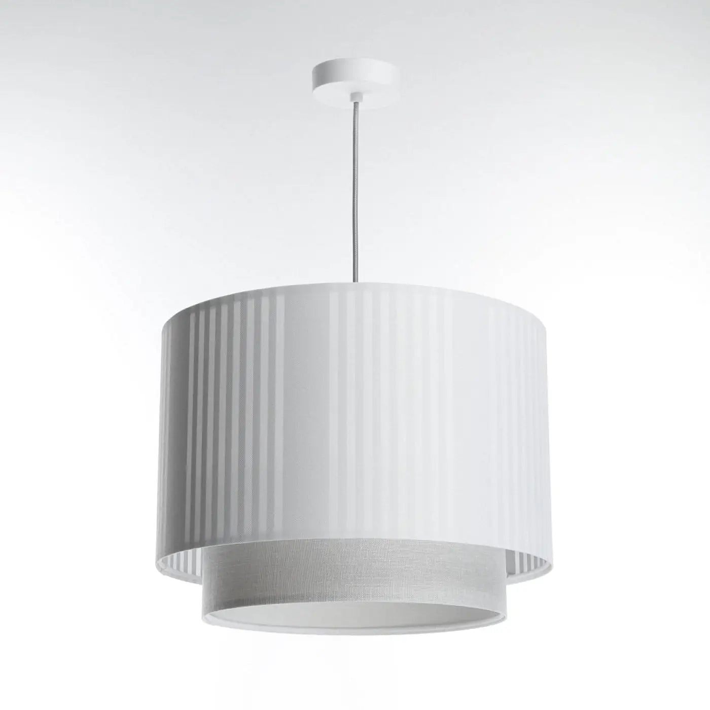 Suspension Luminaire Moderne en Tissu - Duo Lami Line (Blanc/Gris)