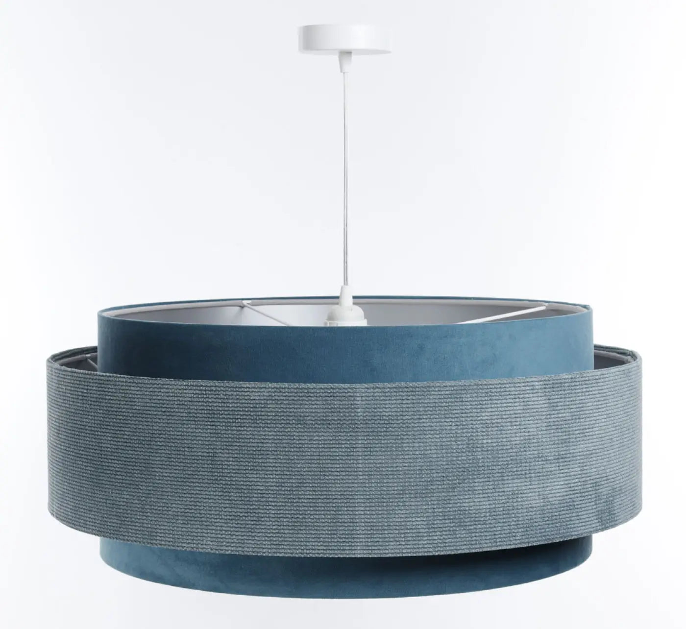 Suspension Luminaire Chic en Tissu - Doblo Classic (Bleu Clair/Argent)