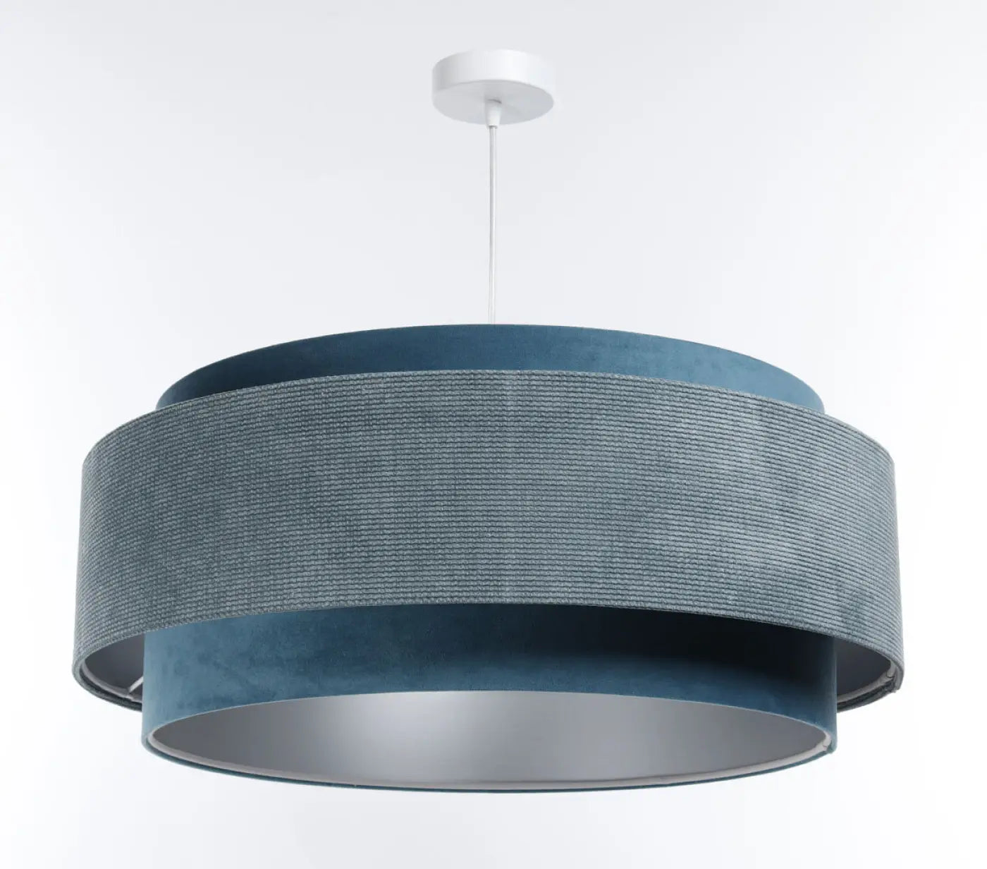 Suspension Luminaire Chic en Tissu - Doblo Classic (Bleu Clair/Argent)