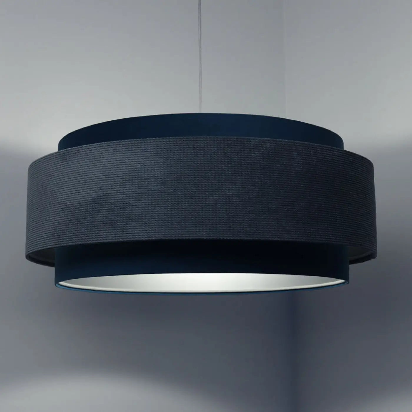 Suspension Luminaire Chic en Tissu - Doblo Classic (Bleu Clair/Argent)