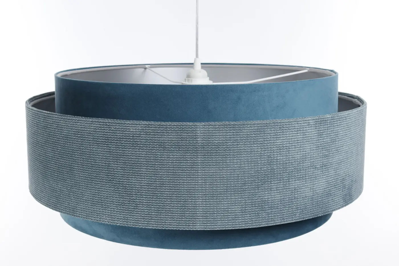 Suspension Luminaire Chic en Tissu - Doblo Classic (Bleu Clair/Argent)