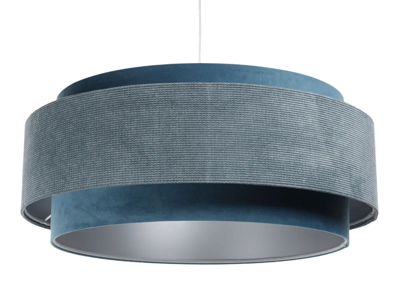 Suspension Luminaire Chic en Tissu - Doblo Classic (Bleu Clair/Argent)