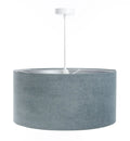 Suspension Luminaire Moderne en Tissu - Glamour Structural Velour (Bleu Gris/Argent)