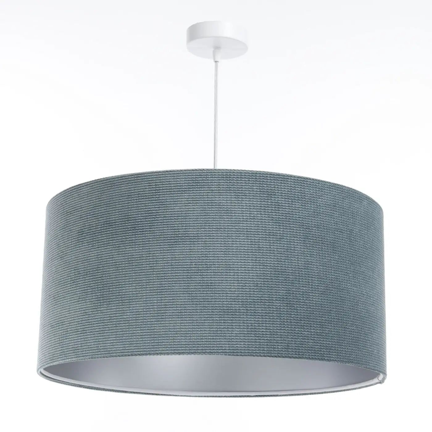 Suspension Luminaire Moderne en Tissu - Glamour Structural Velour (Bleu Gris/Argent)