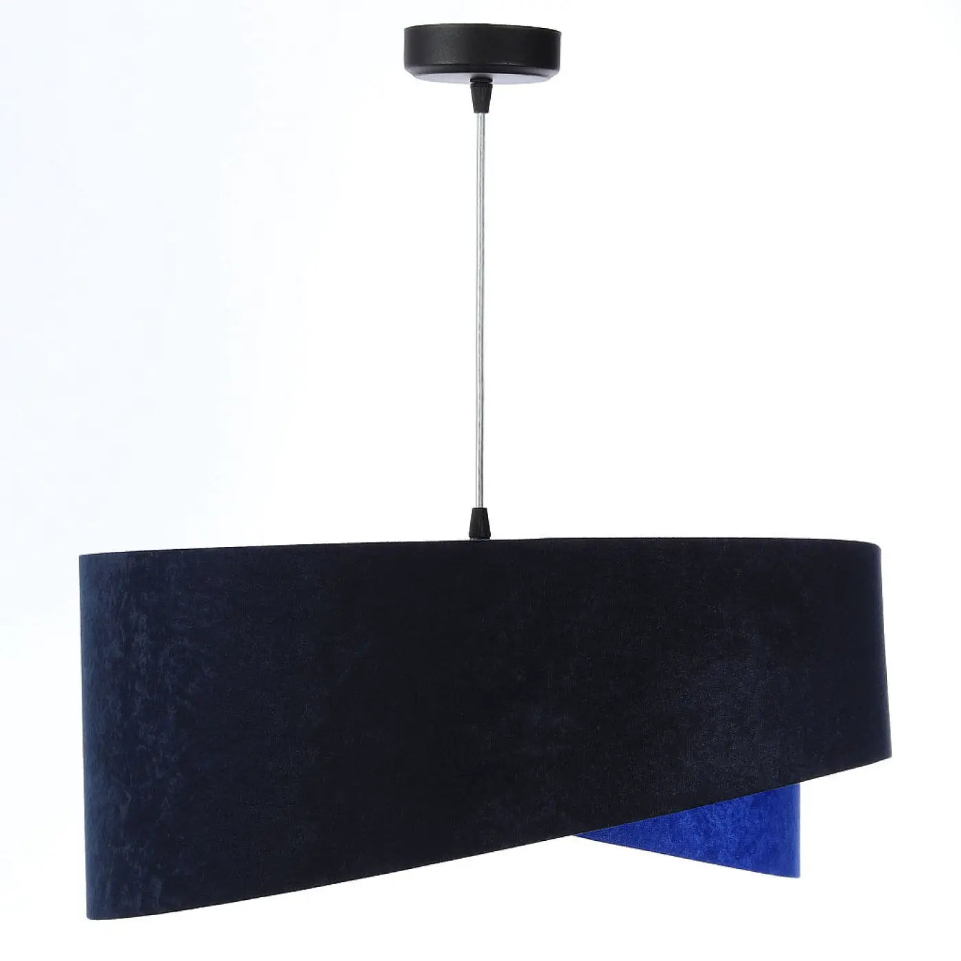 Suspension Luminaire Chic en Tissu - Galaxy Velour 50 Cm (Bleu Marine/Bleu Indigo/Doré)