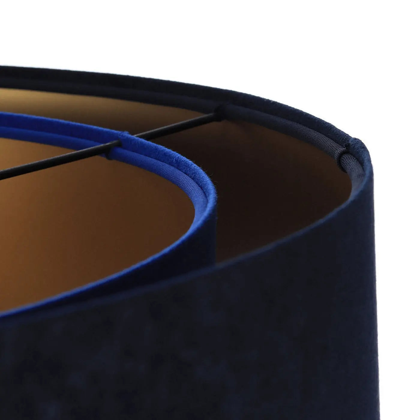 Suspension Luminaire Chic en Tissu - Galaxy Velour 50 Cm (Bleu Marine/Bleu Indigo/Doré)
