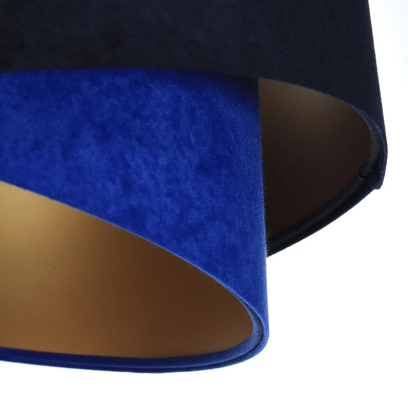 Suspension Luminaire Chic en Tissu - Galaxy Velour 50 Cm (Bleu Marine/Bleu Indigo/Doré)