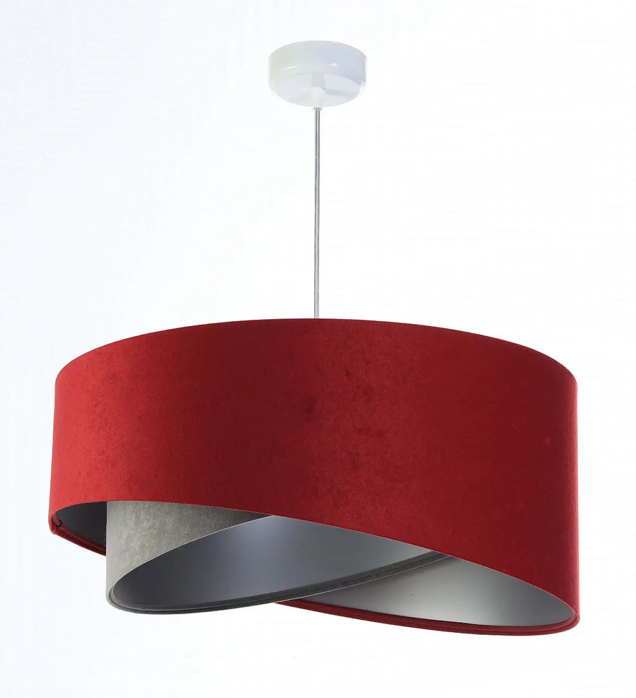 Suspension Luminaire Chic en Tissu - Galaxy Velour 50 Cm (Bordeaux/Gris/Argent)
