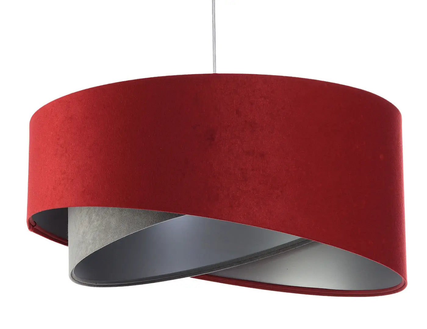 Suspension Luminaire Chic en Tissu - Galaxy Velour 50 Cm (Bordeaux/Gris/Argent)