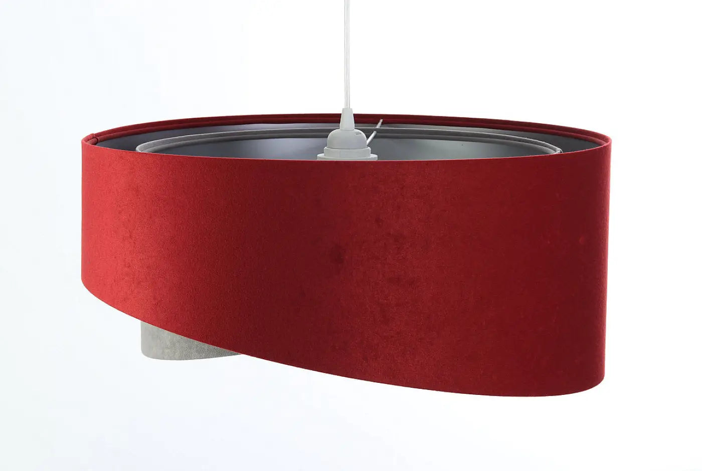 Suspension Luminaire Chic en Tissu - Galaxy Velour 50 Cm (Bordeaux/Gris/Argent)
