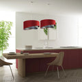 Suspension Luminaire Chic en Tissu - Galaxy Velour 50 Cm (Bordeaux/Gris/Argent)