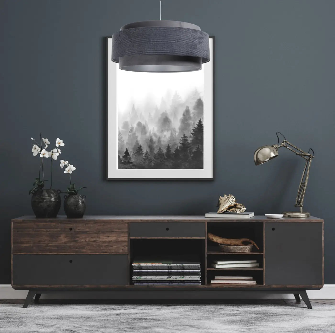 Suspension Luminaire en Tissu - Doblo Classic (Graphite/Argent)