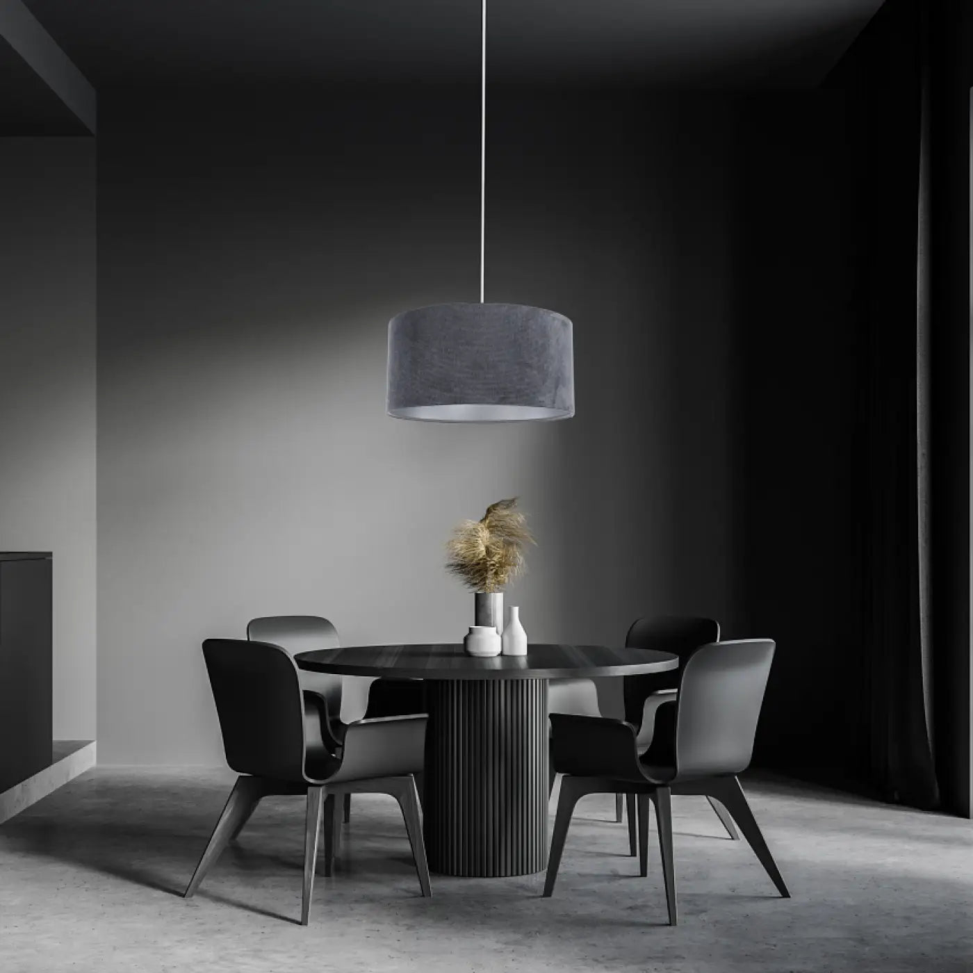 Suspension Luminaire Moderne en Tissu - Glamour Structural Velour (Graphite/Argent)