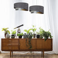 Suspension Luminaire Chic en Tissu - Galaxy Velour 50 Cm Gris  (Graphite/Gris/Doré/Argent)