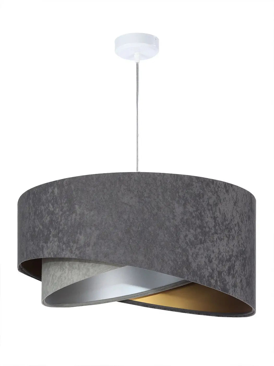 Suspension Luminaire Chic en Tissu - Galaxy Velour 50 Cm Gris  (Graphite/Gris/Doré/Argent)