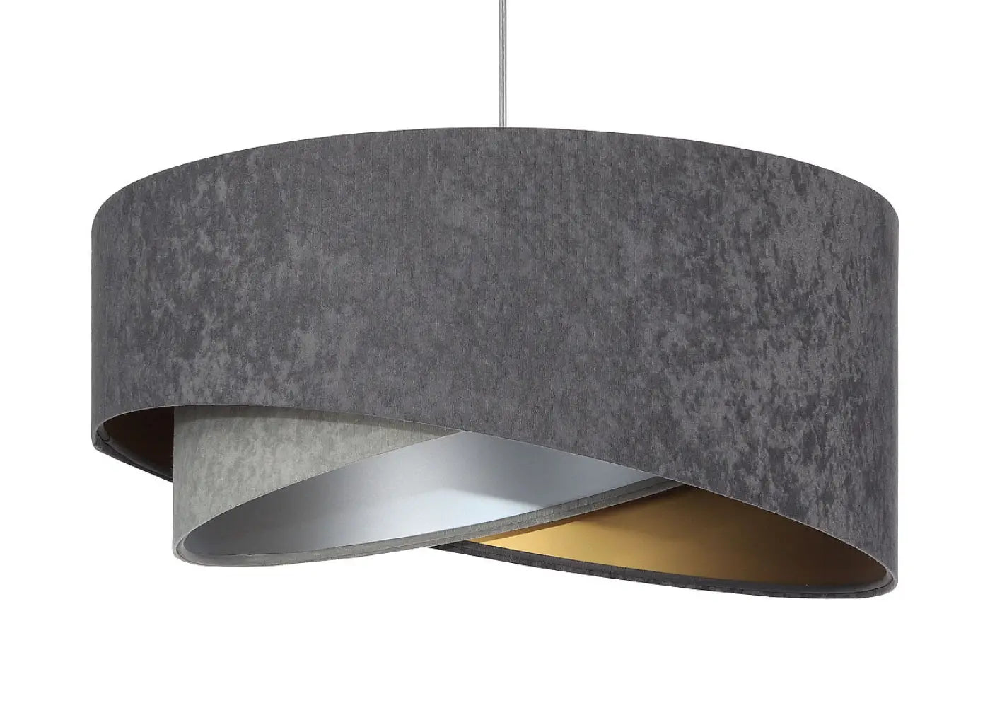 Suspension Luminaire Chic en Tissu - Galaxy Velour 50 Cm Gris  (Graphite/Gris/Doré/Argent)