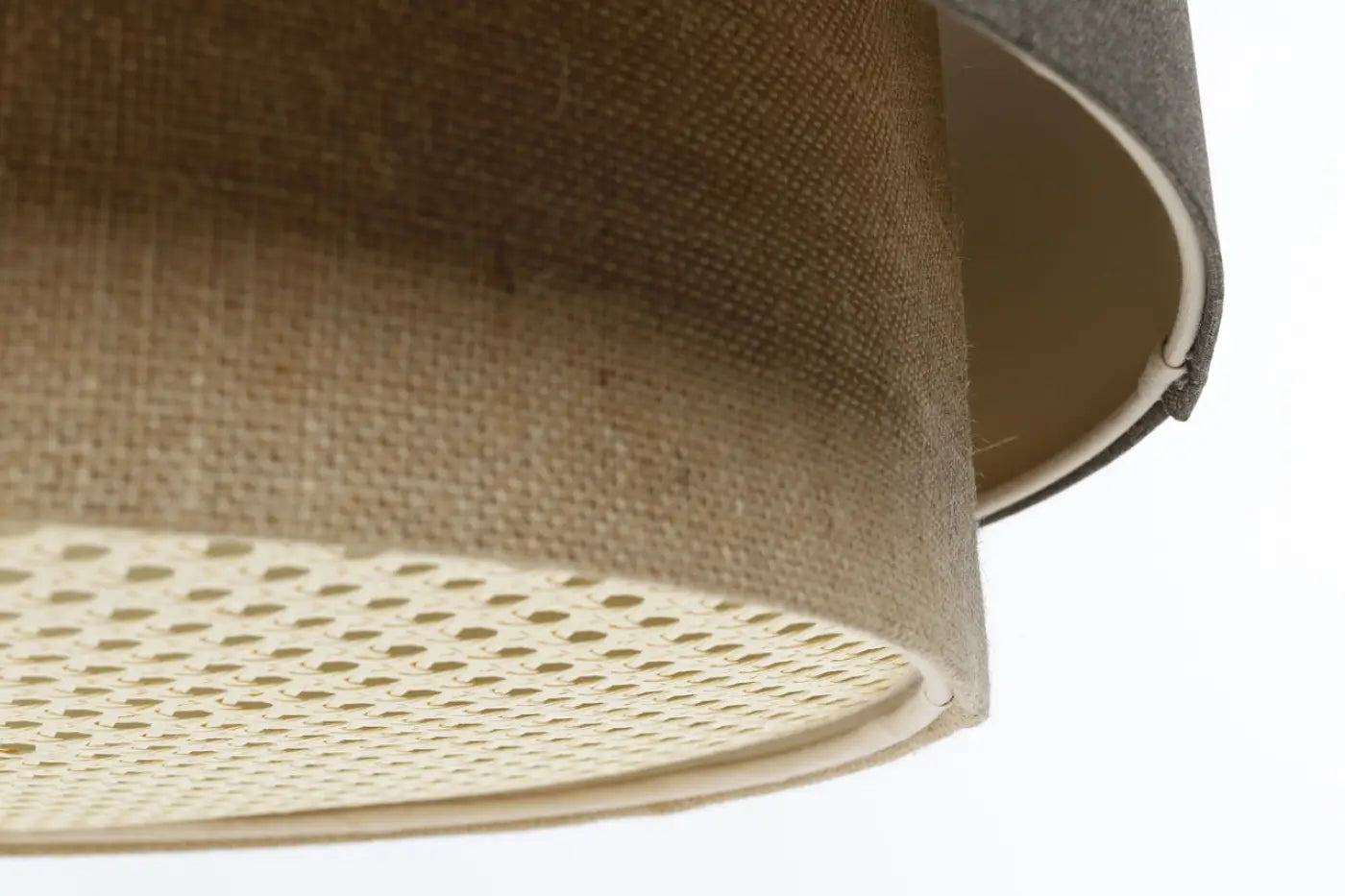 Suspension Luminaire en Tissu - Duo Rattan (Graphite/Beige)