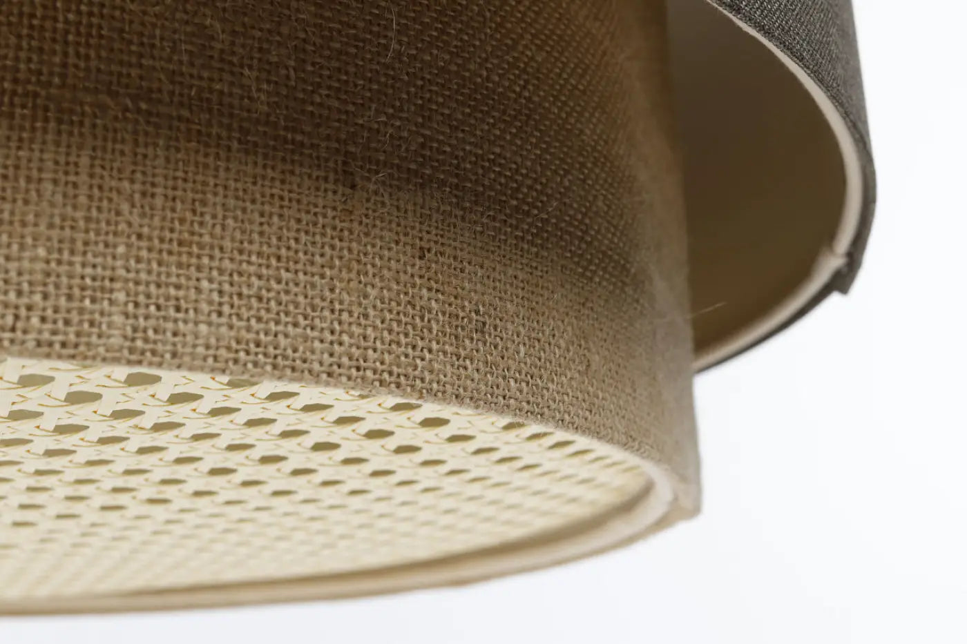 Suspension Luminaire en Tissu - Duo Rattan (Graphite/Beige)