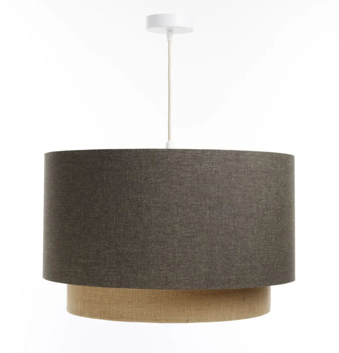 Suspension Luminaire en Tissu - Duo Rattan (Graphite/Beige)
