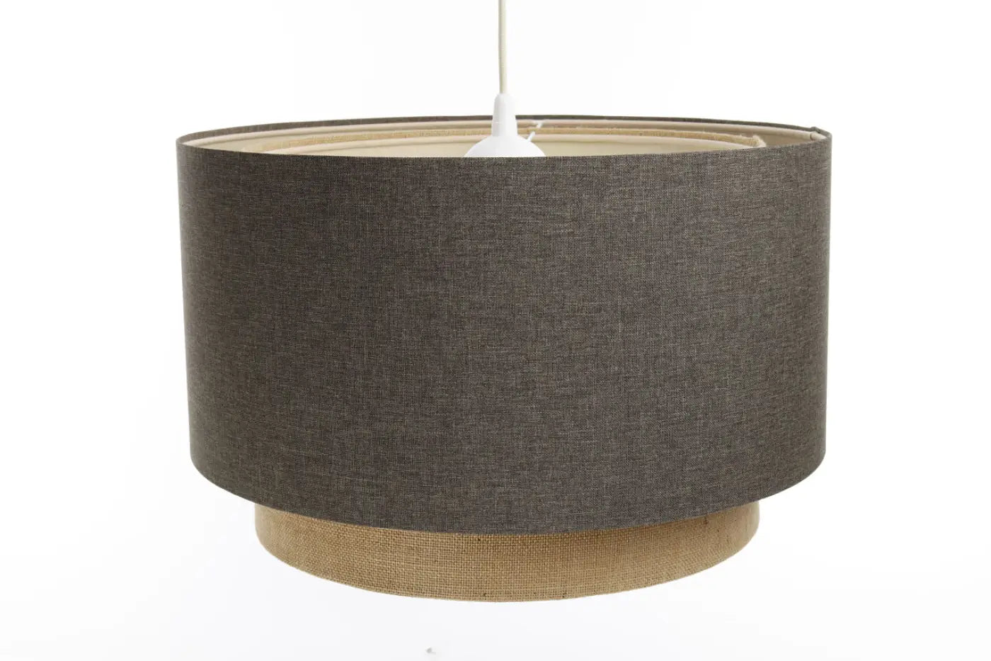 Suspension Luminaire en Tissu - Duo Rattan (Graphite/Beige)