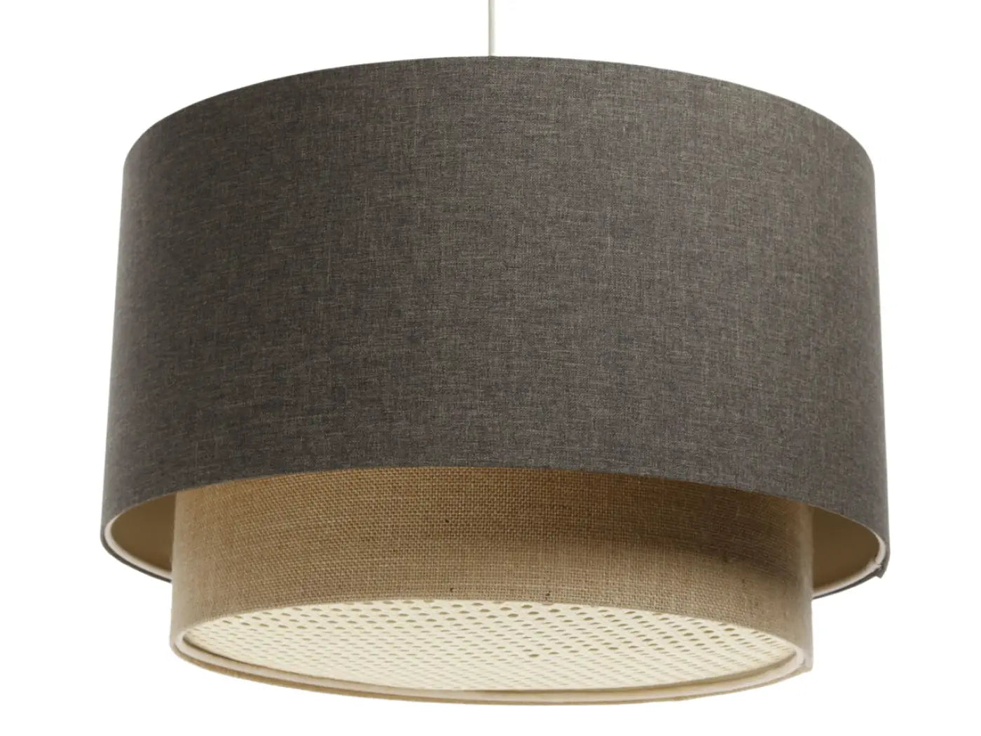Suspension Luminaire en Tissu - Duo Rattan (Graphite/Beige)