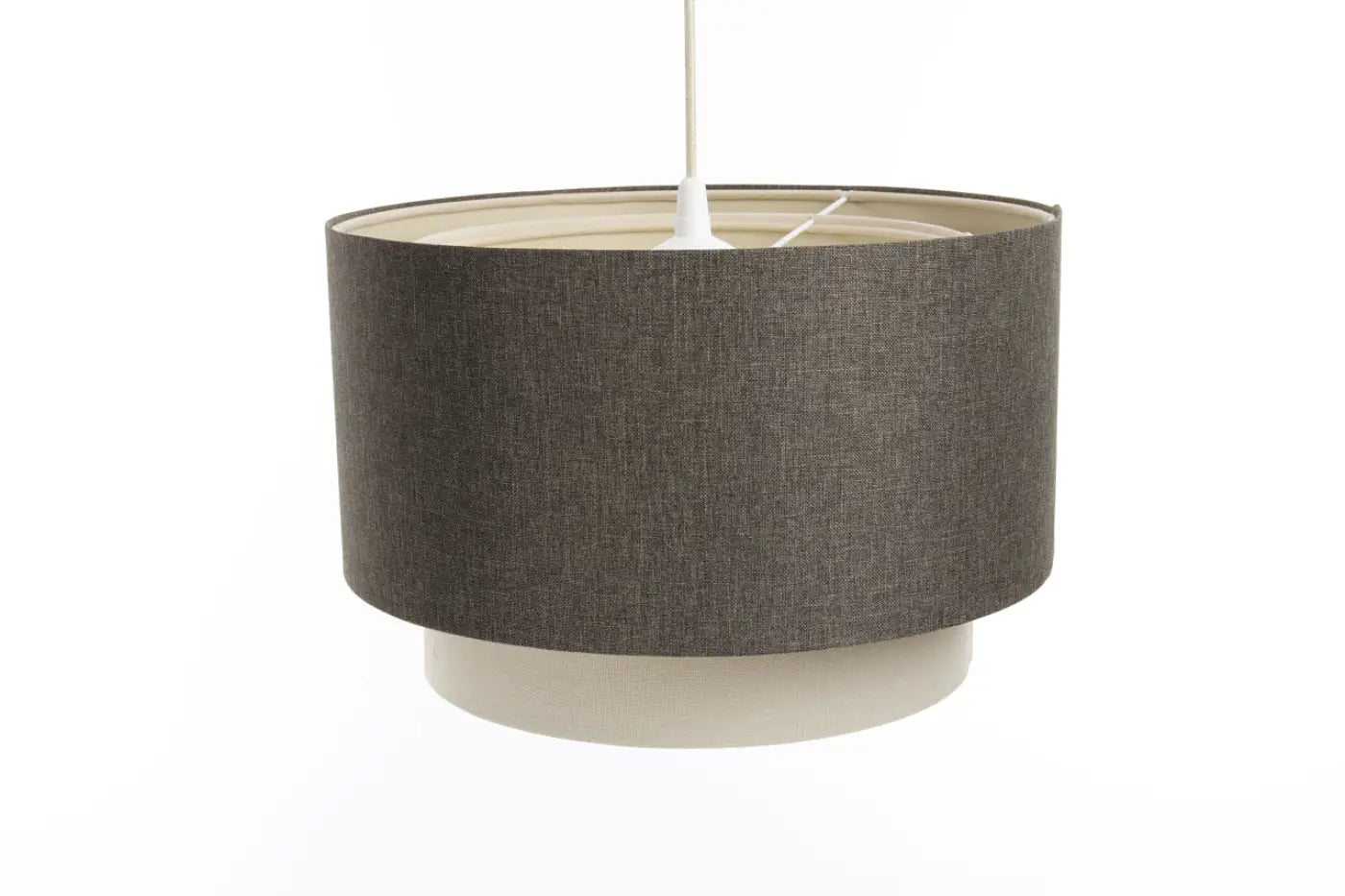 Suspension Luminaire en Tissu - Duo Rattan (Graphite/Crème/Ecru)