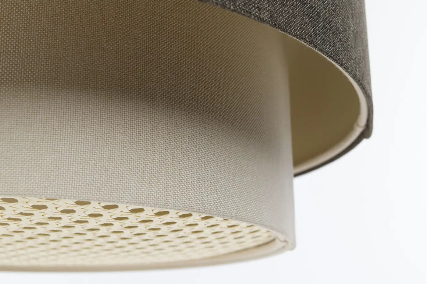 Suspension Luminaire en Tissu - Duo Rattan (Graphite/Crème/Ecru)