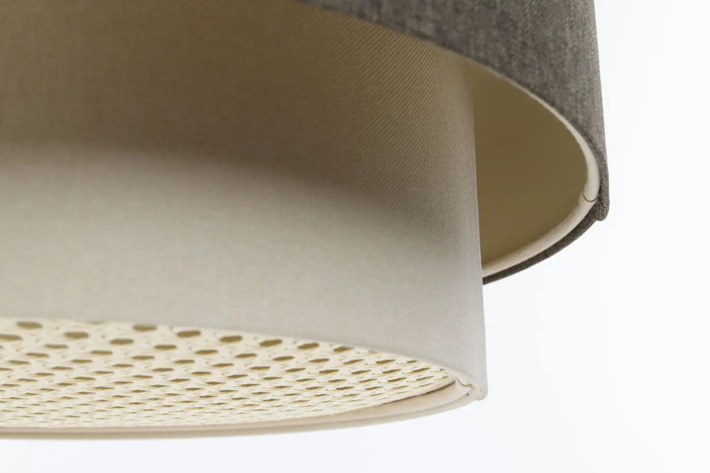Suspension Luminaire en Tissu - Duo Rattan (Graphite/Crème/Ecru)