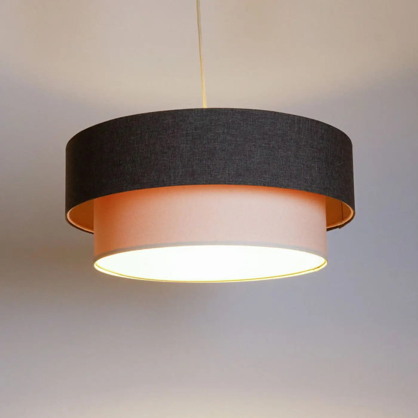 Suspension Luminaire Moderne en Tissu - Duo Boho Elegant (Graphite/Crème/Ecru)