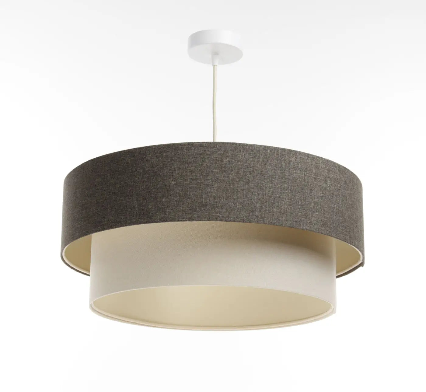Suspension Luminaire Moderne en Tissu - Duo Boho Elegant (Graphite/Crème/Ecru)