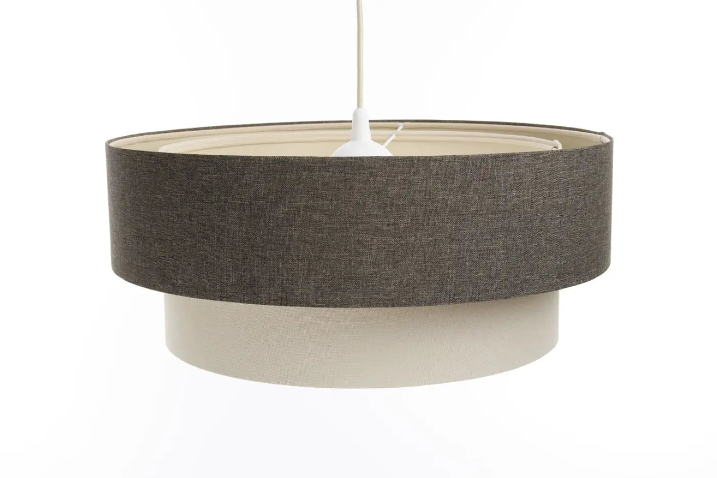 Suspension Luminaire Moderne en Tissu - Duo Boho Elegant (Graphite/Crème/Ecru)